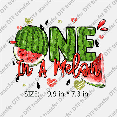 ONE In A Melon with Watermelon small Heart Summer DTF Transfers SMM.008