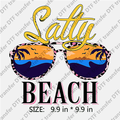 Salty BEACH with Sunglasses Palm-tree  Summer DTF Transfers SMM.015