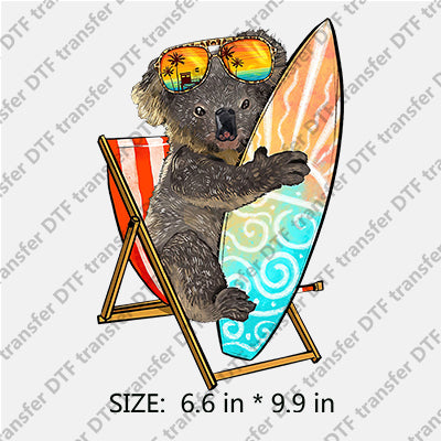 Koala with Sunglasses Surfboard in Beach Chair Summer DTF Transfers SMM.025