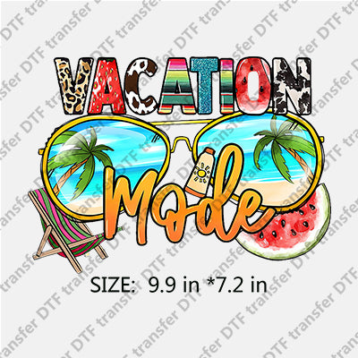 VACATION Mode with Sunglasses Beach Chair Watermelon Summer DTF Transfers SMM.026