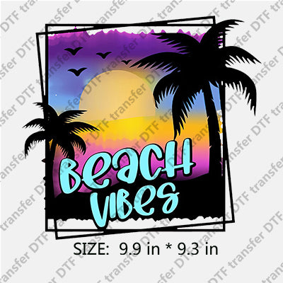 BEACH VIBES with Sunset Palm-tree  Summer DTF Transfers SMM.029