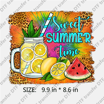 Sweet SUMMER Time with Lemon juice Leopard Summer DTF Transfers SMM.030