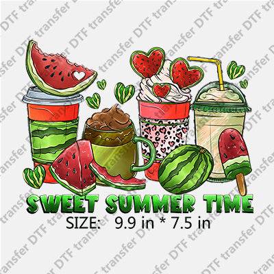 4 Cups SWEET SUMMER TIME with Watermelon Summer DTF Transfers SMM.031