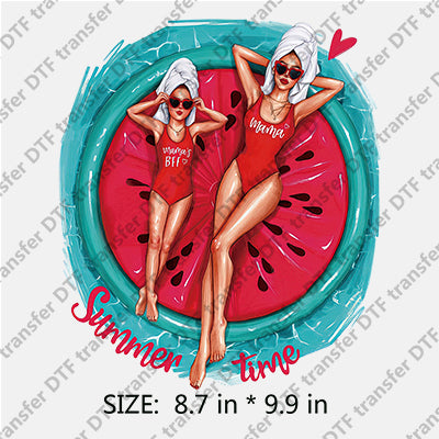 Summer Time MAMA with MAMA's BFF in Beach Air Cushion Summer DTF Transfers SMM.033