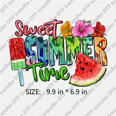 Colorful Sweet SUMMER Time with Watermelon Flower Summer DTF Transfers SMM.036