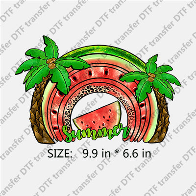 Colorful Rainbow with Watermelon Palm-tree Summer DTF Transfers SMM.037