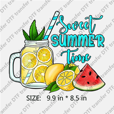 Sweet SUMMER Time with Lemon Juice Watermelon Summer DTF Transfers SMM.045