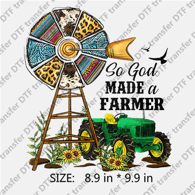 So God MADE a FARMER Green Tractor Target and Arrow Summer DTF Transfers SMM.046