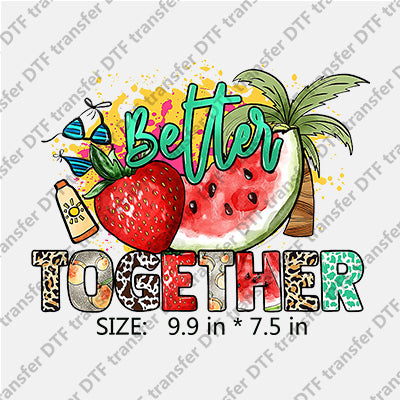 Better TOGETHER with Palm-tree Strawberry Watermelon Summer DTF Transfers SMM.052