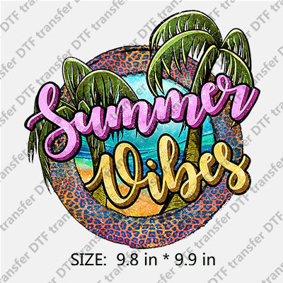 Summer Vibes with Leopard Circle Palm-tree Summer DTF Transfers SMM.055