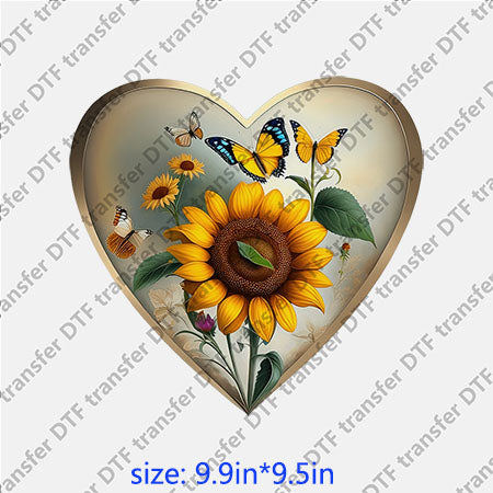 Ventage butterfly sunflowers big heart animal DTF transfer ANM.115