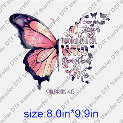 Butterfly and  Flowers DTF transfer BTF.052