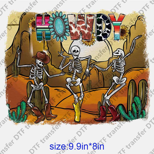 Halloween dancing skeleton  in dessert  DTF transfer NO.1117