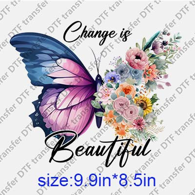 Butterfly and  Flowers DTF transfer BTF.049