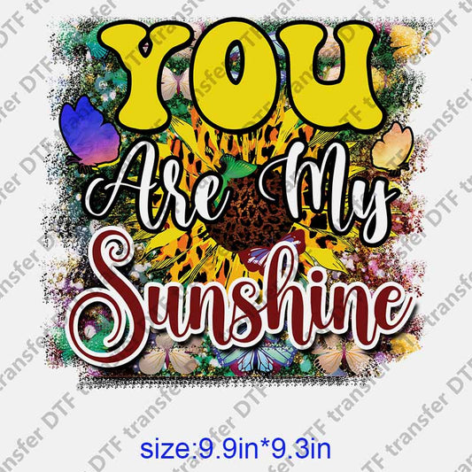 Flowers and butterflies letters YOU ARE THE SUNSHINE DTF transfer NO.1145