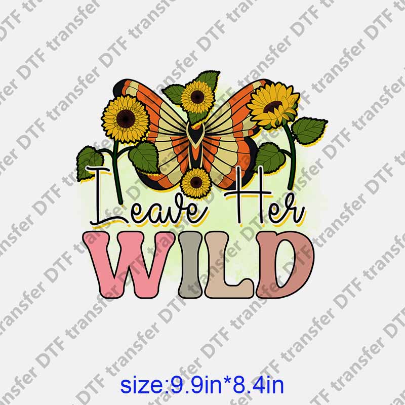 Flowers and butterflies letters WILD DTF transfer NO.1154