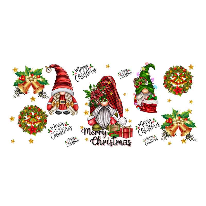 Christmas Merry Christmas Santa Claus Deer Christmas Tree 16oz UV DTF  Cup Wraps