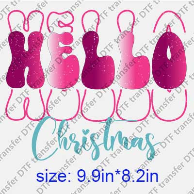 Pink Christmas Letters DTF transfer XMAS.123