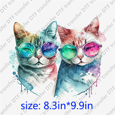 Cat kitty couple dreamy colorful Animal DTF transfers ANM.010