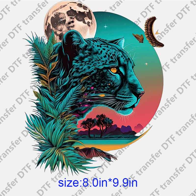 Animal Leopard Moon Leaves  DTF transfer ANM.145