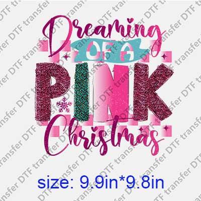 Pink Christmas Letters DTF transfer XMAS.118