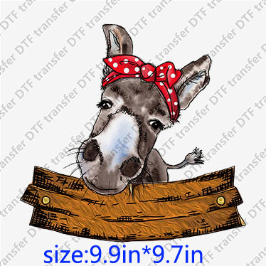 Donkey with spotted bow Animal DTF transfer ANM.085-