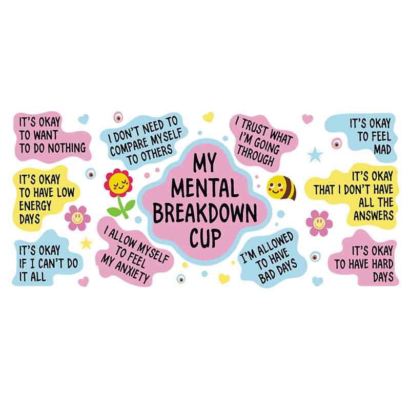 Quote Saying Positive 16oz UV DTF  Cup Wraps