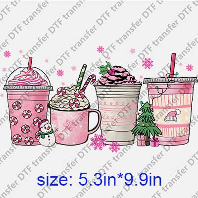 Pink Merry Christmas Cups DTF transfer XMAS.080