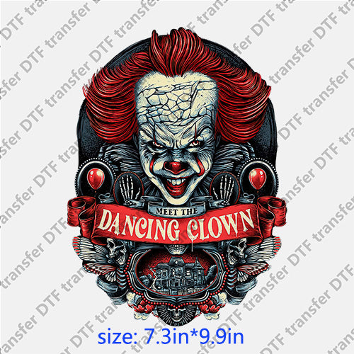 Dancing clown Skull flower ghost man Halloween Horrible DTF transfer HR.034