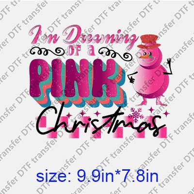 Pink Christmas Letters DTF transfer XMAS.128