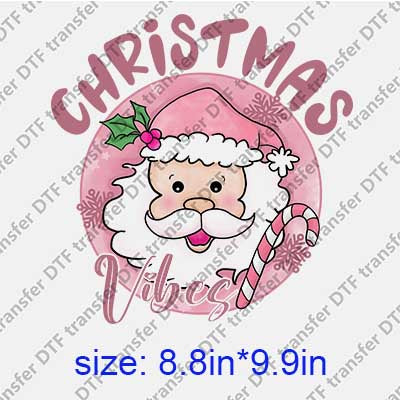 Pink Christmas Santa DTF transfer XMAS.102