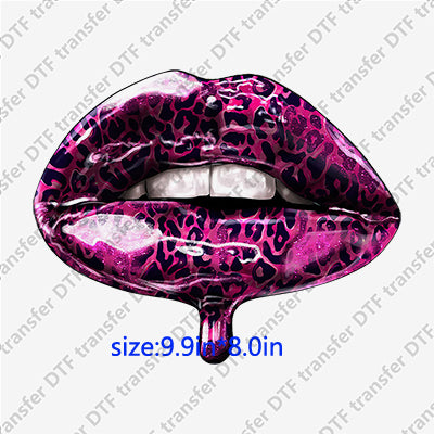 Hot Sexy Pink Leopard Lips DTF Transfers Lips.012