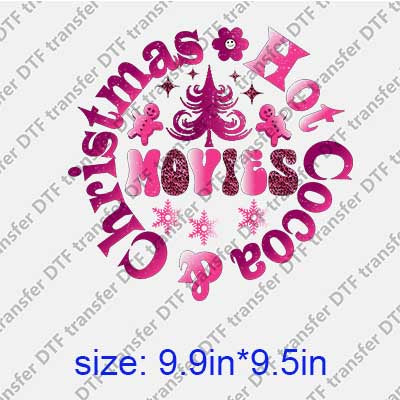 Pink Christmas Letters DTF transfer XMAS.127