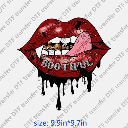 Color skull bat Horrible halloween lips DTF transfer Lips.027