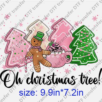 Pink Merry Christmas Gingerbread DTF transfer XMAS.089