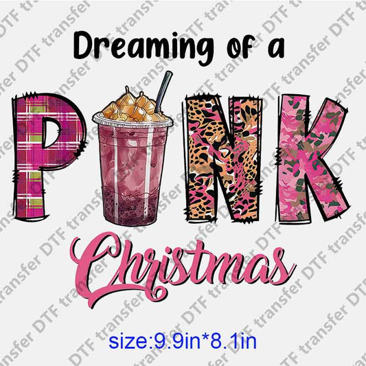 Christmas Pink Cup  DTF transfer XMAS.051