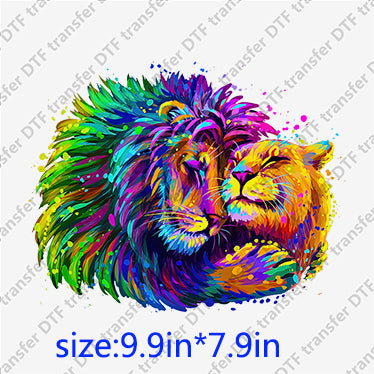 Colorful lion and tub Animal DTF transfer ANM.069