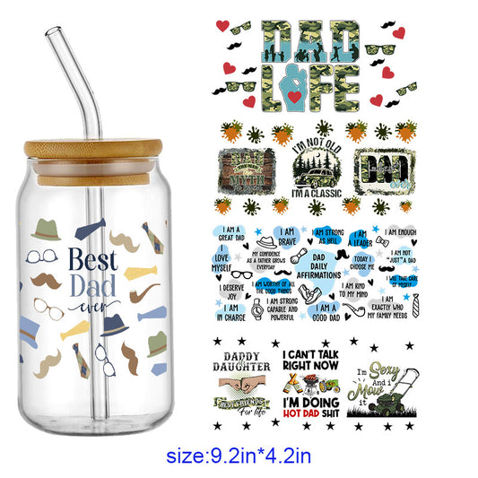 Father's Day Dad Love  16oz UV DTF  Cup Wraps