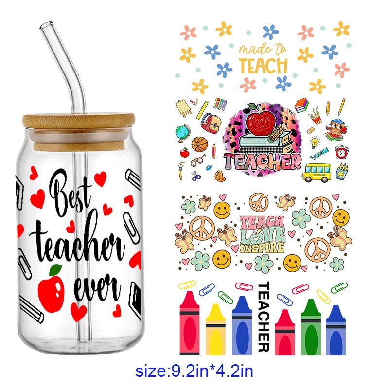 Teacher Love Inspire 16oz UV DTF  Cup Wraps