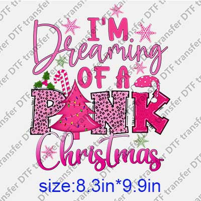 Pink Christmas DTF transfer XMAS.162