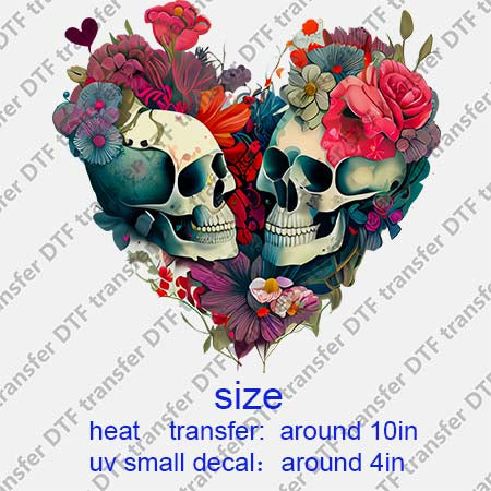 Skull Flower DTF Transfer/UV DTF Small decal Skull.081