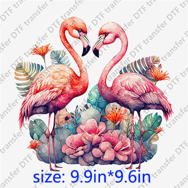 Flamingo couple flower dreamy Animal DTF transfers ANM.009-