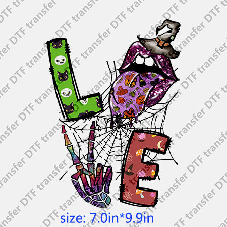 Color skull bat Horrible halloween lips DTF transfer Lips.036