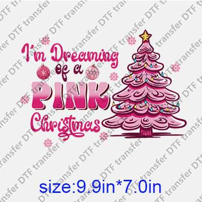 Pink Christmas DTF transfer XMAS.222