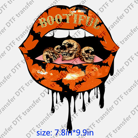 Bootful skull pumpkin Horrible halloween lips DTF transfer Lips.026