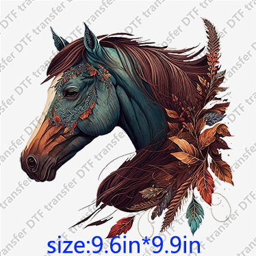 Forest horse leaves cowboy Animal DTF transfers ANM.030