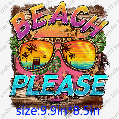 Summer -beach please sunglass sunset Palm-tree DTF Transfers  SMM.066