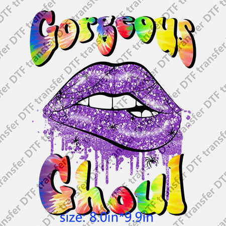 Color skull bat Horrible halloween lips DTF transfer Lips.042