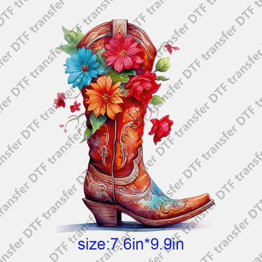 boot with pretty flowers DTF transfer NO.1249