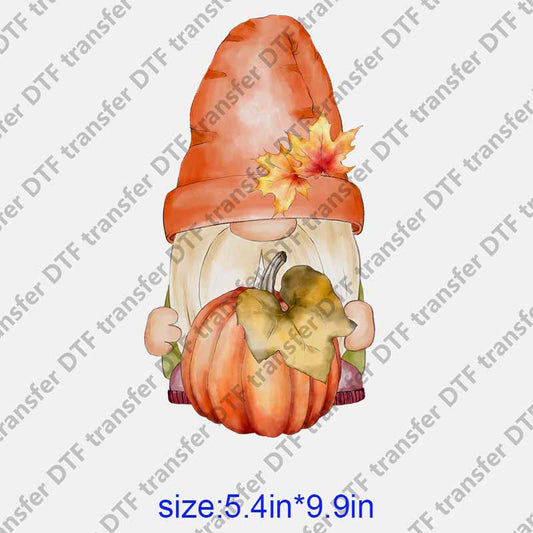 Thanksgiving Day Fall gnome hold a pumpkin DTF transfer NO.1173